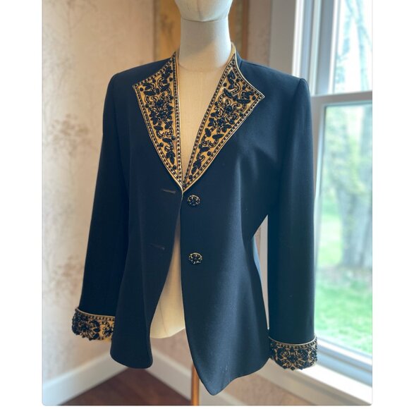Albert Nipon Evening Jacket Black and Gold - Picture 9 of 12